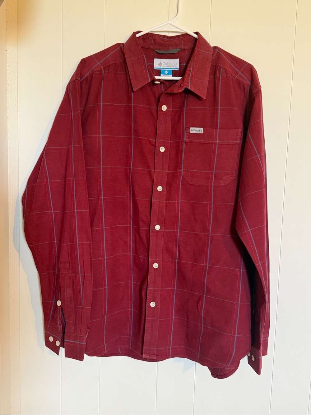Columbia Men’s Burgundy Plaid Button-Down Shirt